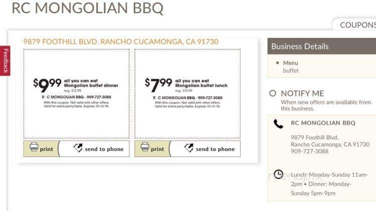 Rc Mongolian BBQ Buffet - Rancho Cucamonga, CA menu_pic