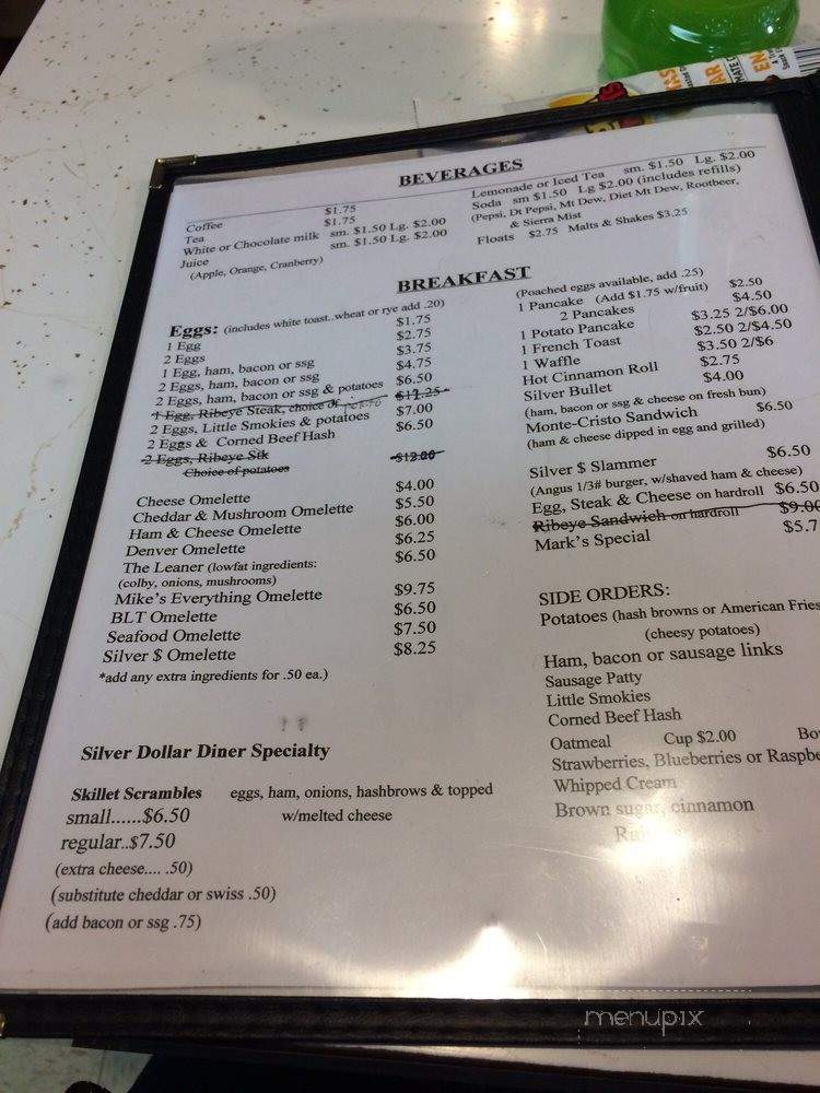 Silver Dollar Diner - Valders, WI menu_pic