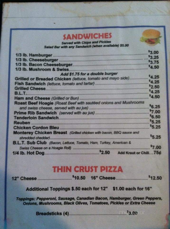 Dan and Tim's Riverside - Crivitz, WI menu_pic