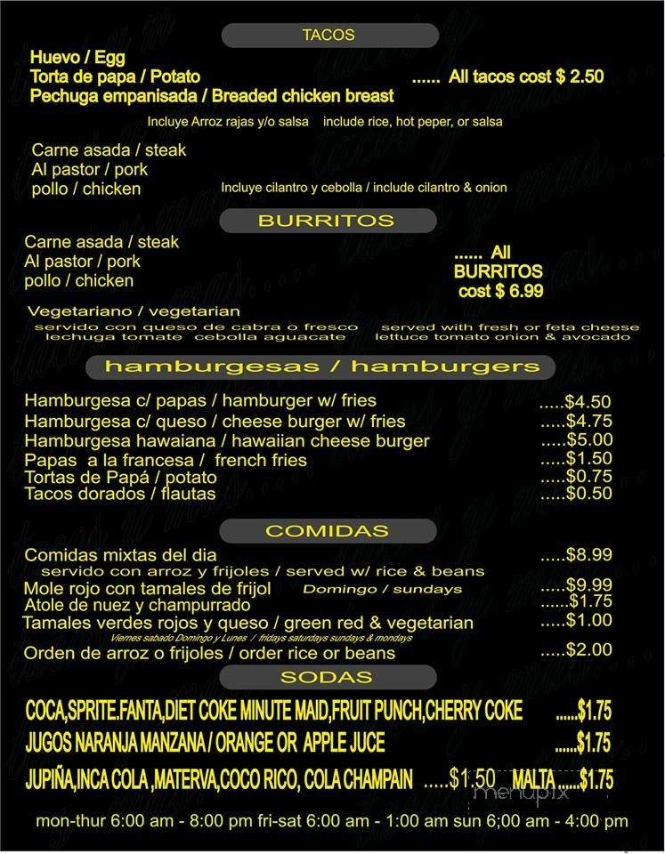Rosaiselas tacos y mas - Chicago, IL menu_pic
