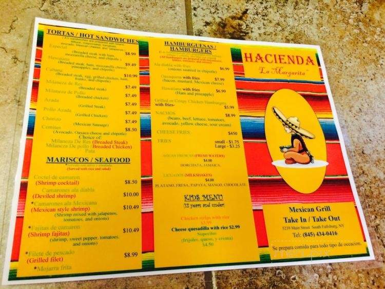 Hacienda La Margarita - South Fallsburg, NY menu_pic