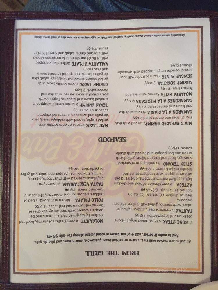 Mia's Grill And Bar - Georgetown, TX menu_pic