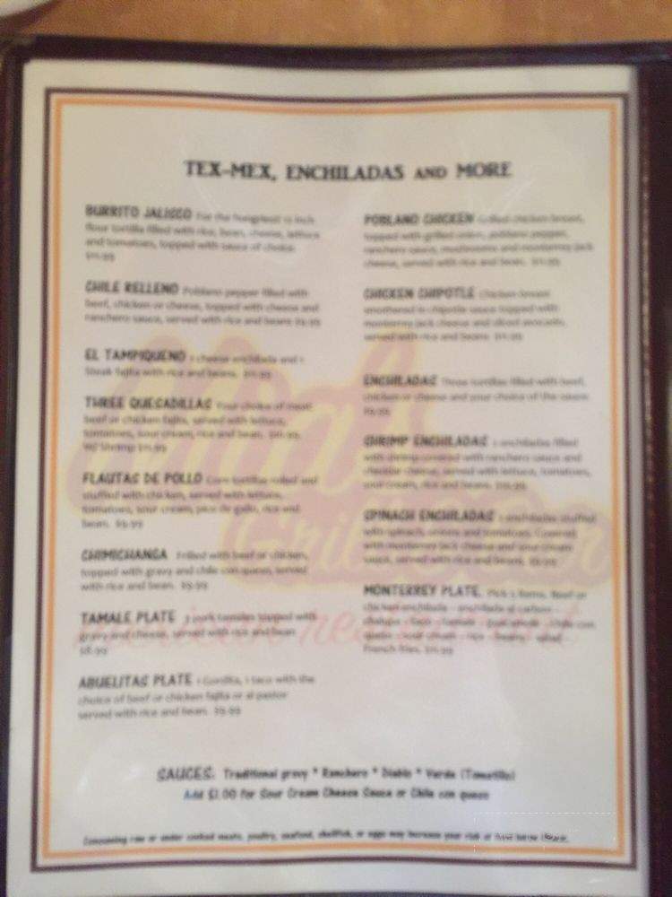 Mia's Grill And Bar - Georgetown, TX menu_pic