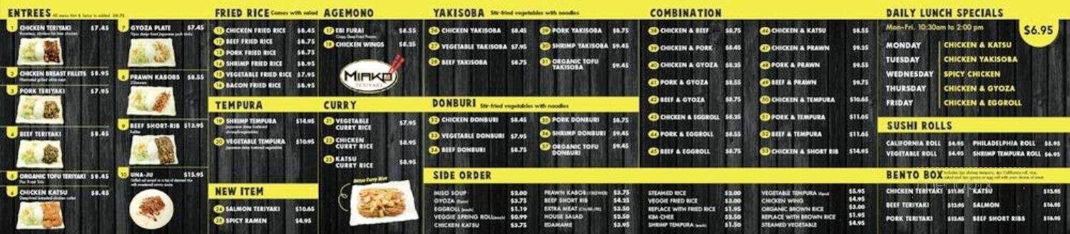 Miako Teriyaki - Dallas, TX menu_pic