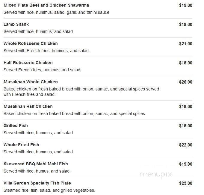 Villa Garden Restaurant - Buena Park, CA menu_pic