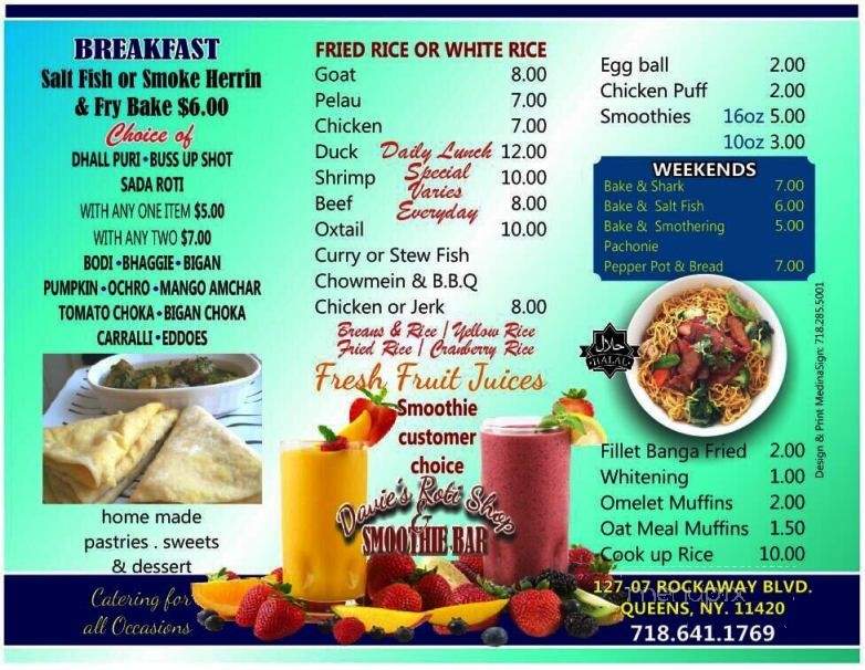 Davie's Roti Shop & Smoothie Bar - South Ozone Park, NY menu_pic