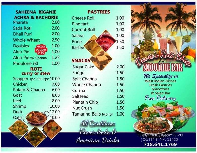 Davie's Roti Shop & Smoothie Bar - South Ozone Park, NY menu_pic