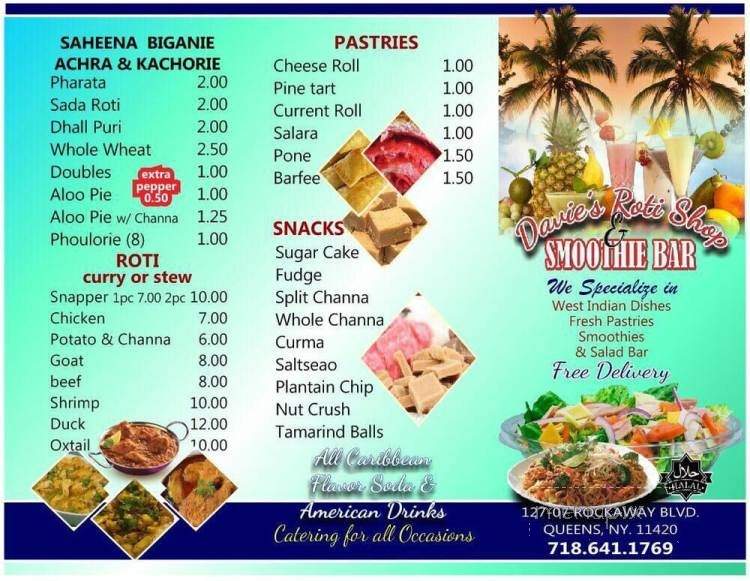 Davie's Roti Shop & Smoothie Bar - South Ozone Park, NY menu_pic
