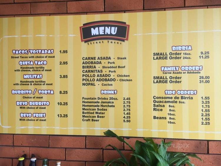 Taqueria Revolucion - Chula Vista, CA menu_pic