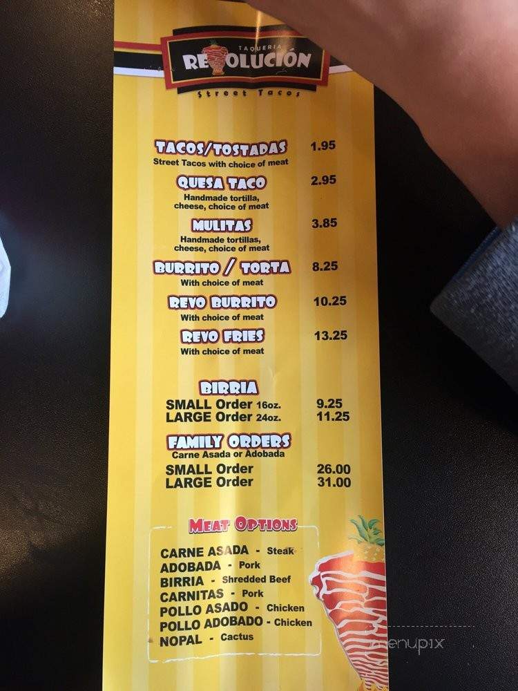 Taqueria Revolucion - Chula Vista, CA menu_pic