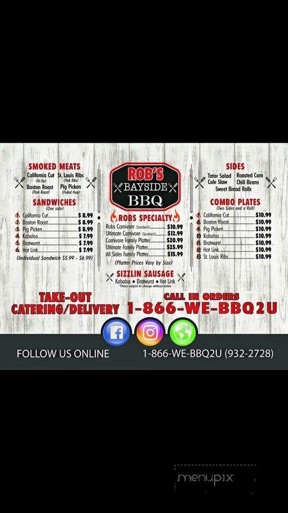 Rob's Bayside BBQ - Fresno, CA menu_pic