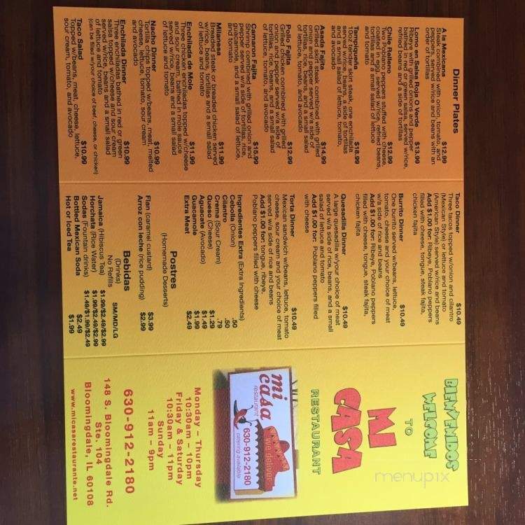 Mi Casa - Bloomingdale, IL menu_pic