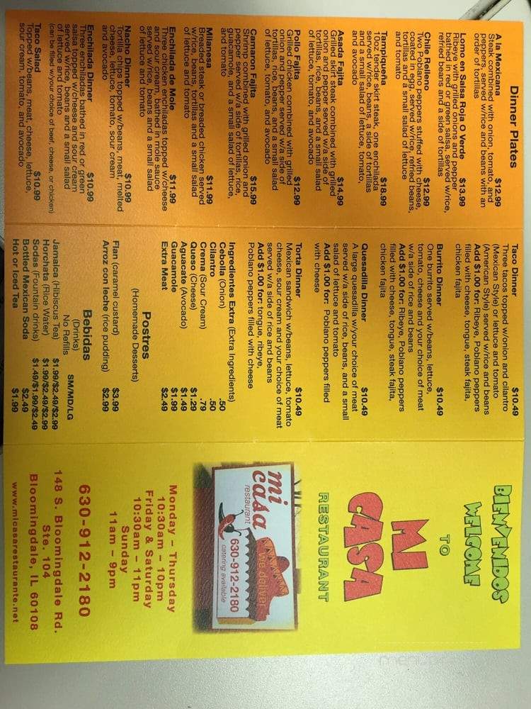 Mi Casa - Bloomingdale, IL menu_pic