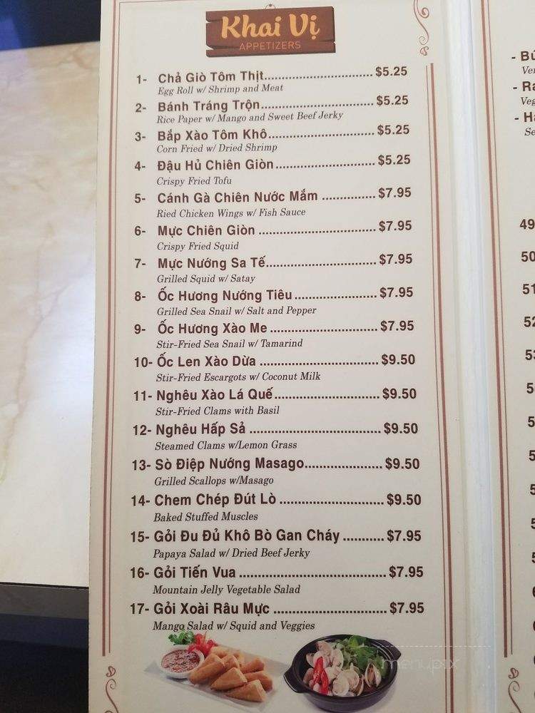 Five Flavors Restaurant - Garden Grove, CA menu_pic