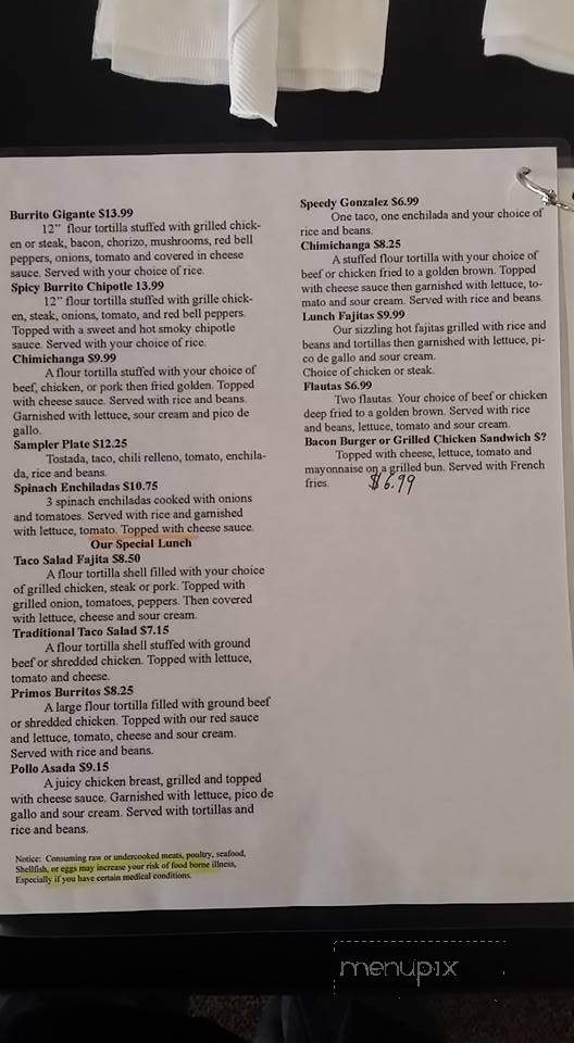 Primos Mexican Restaurant - Parkville, MO menu_pic