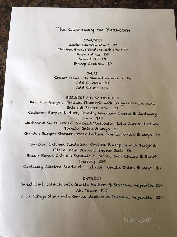 Castaway On Phantom - Mukwonago, WI menu_pic