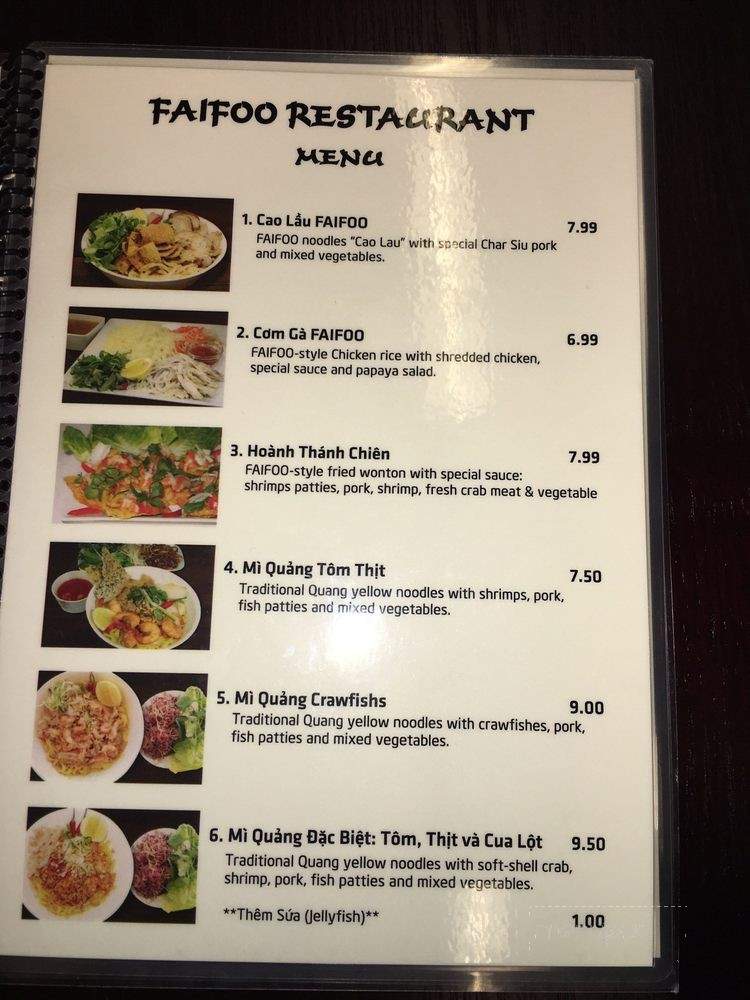 Faifoo Restaurant - Garden Grove, CA menu_pic