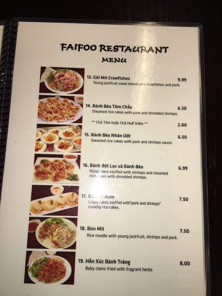 Faifoo Restaurant - Garden Grove, CA menu_pic