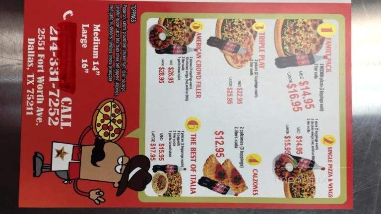 Rauliny's Pizzeria - Dallas, TX menu_pic