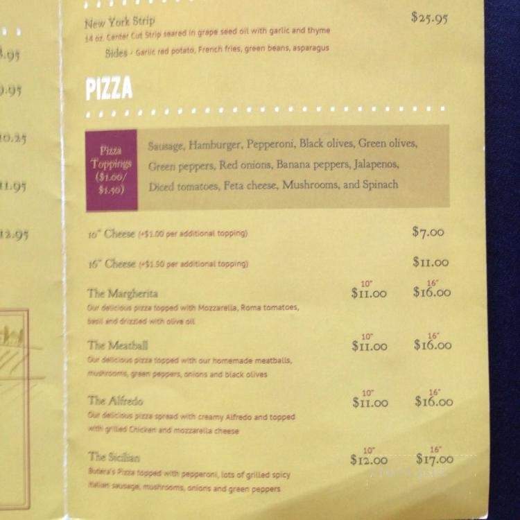Butera's Italian Grill - Buckhannon, WV menu_pic