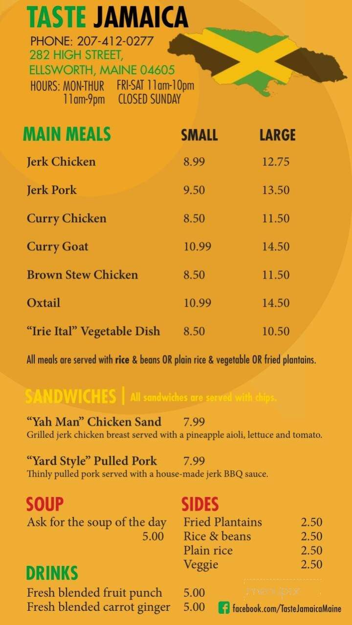 Taste Jamaica - Ellsworth, ME menu_pic