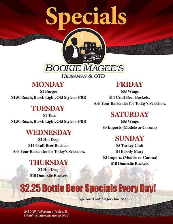 Bookie Magee's Hideaway & Otb - Joliet, IL menu_pic