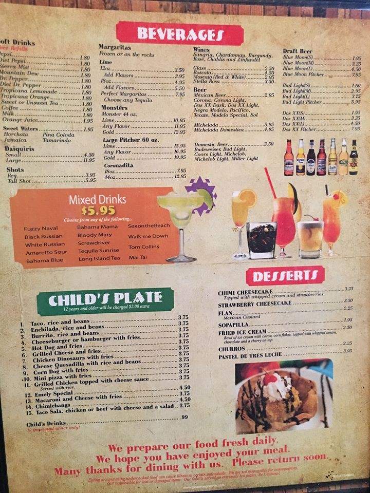 Mexico Viejo - Raymore, MO menu_pic