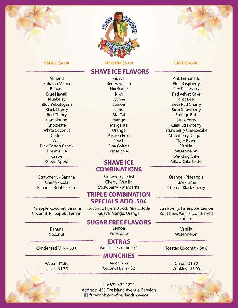 Fire Island Shave Ice - Babylon, NY menu_pic