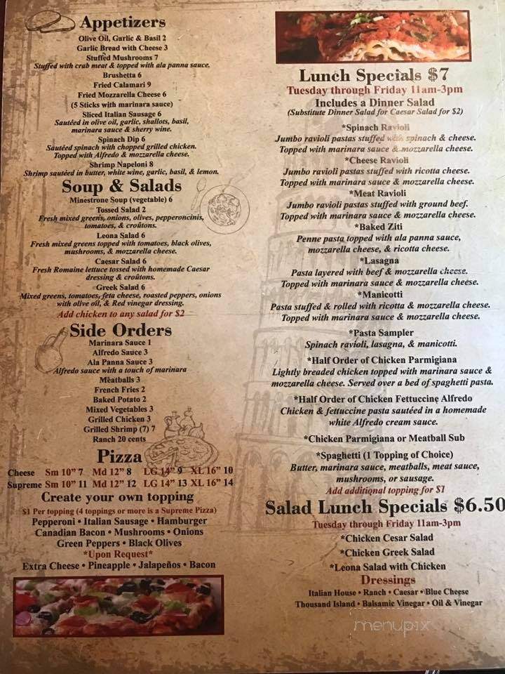 Leona's Italian Restaurant - Poteau, OK menu_pic