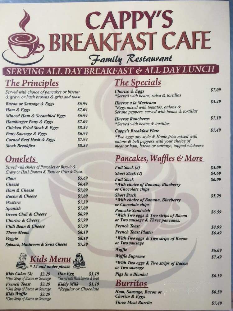Cappy's Breakfast Cafe - Tucson, AZ menu_pic