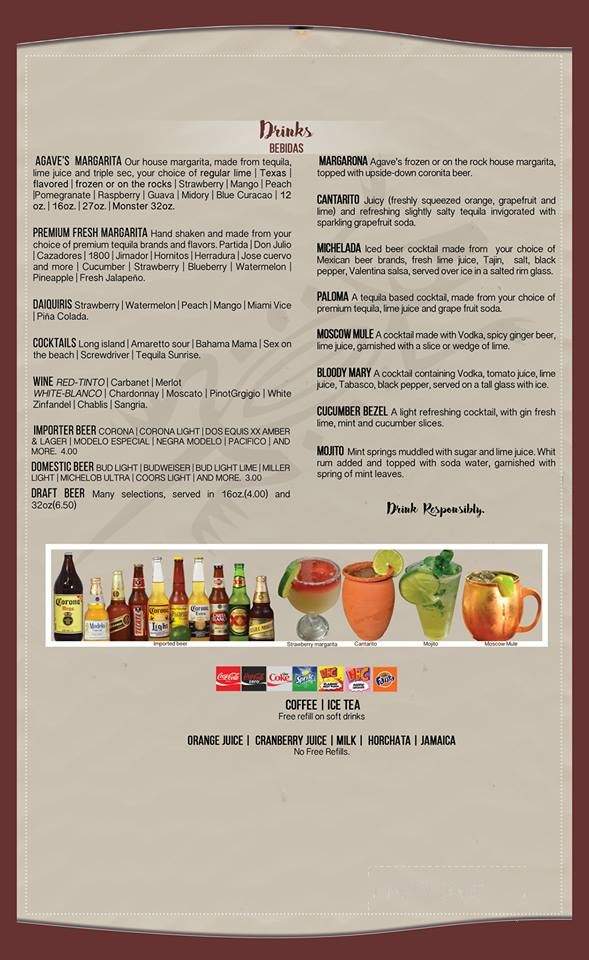 Agave Bar And Grill - Tybee Island, GA menu_pic