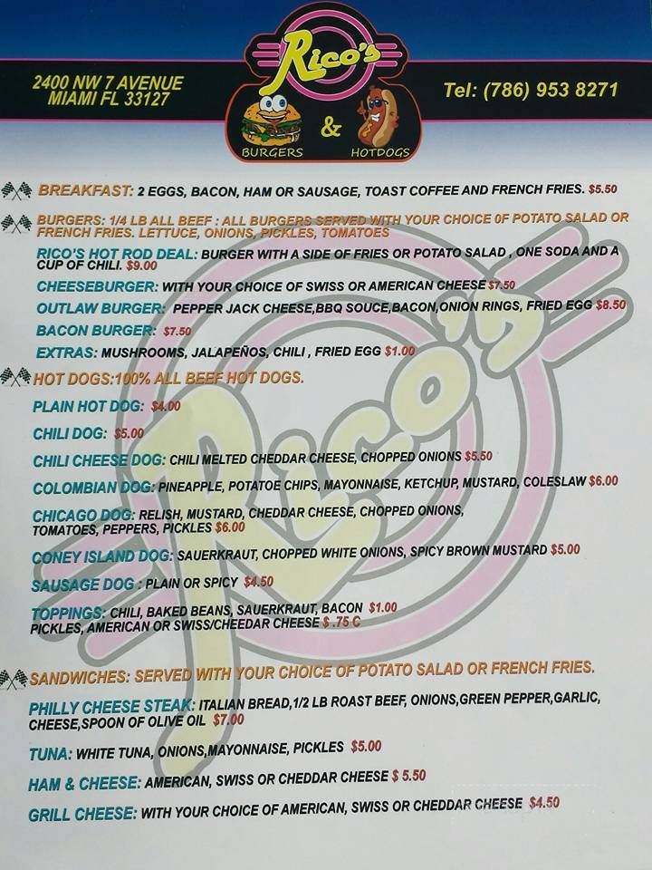 Rico's Hotdogs and Burgers - Miami, FL menu_pic