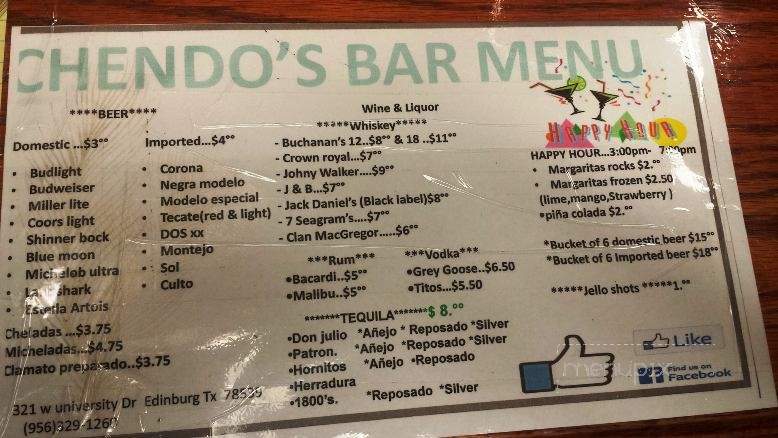 Chendo's - Edinburg, TX menu_pic