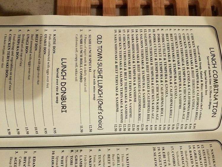 Old Town Sushi - Redwood City, CA menu_pic