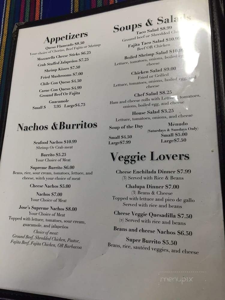 Jose's Cantina - Bolivar Peninsula, TX menu_pic