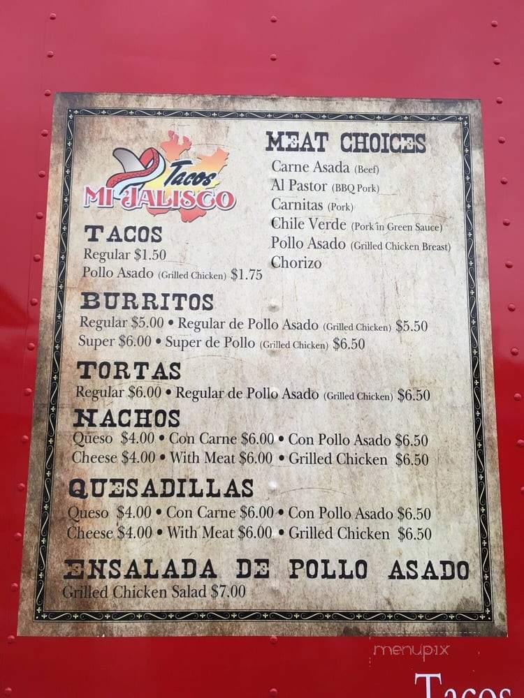 Tacos Mi Jalisco - Oakdale, CA menu_pic