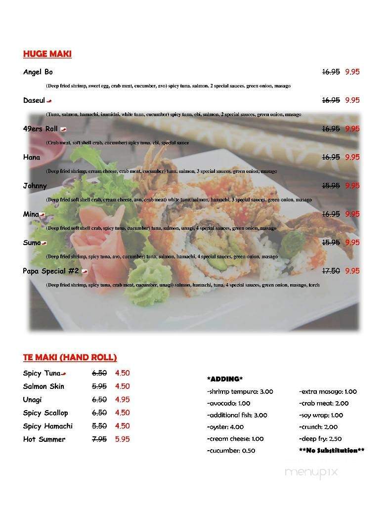Papa Sushi - Fairfield, CA menu_pic