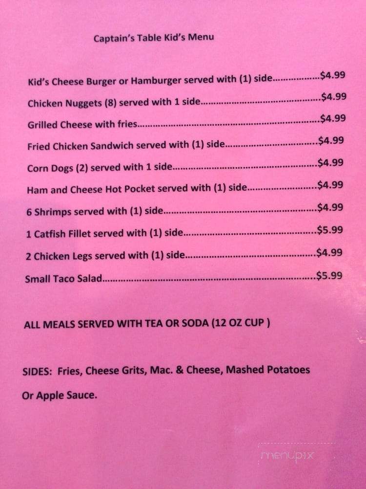 Captains Table Restaraunt - Sneads, FL menu_pic