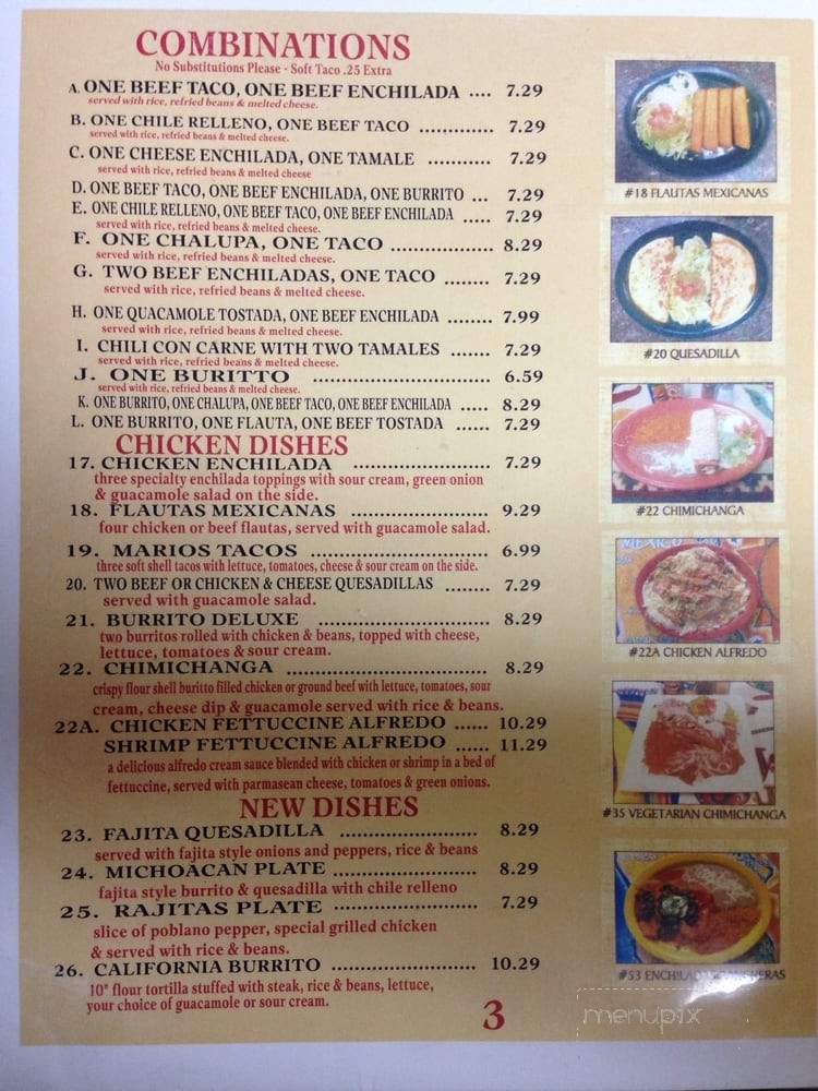 Mario's Mexican Grill - Sneads, FL menu_pic
