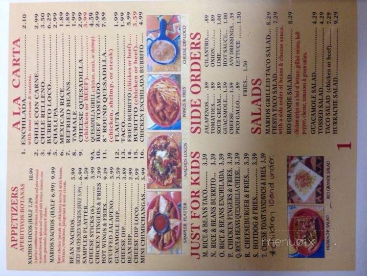 Mario's Mexican Grill - Sneads, FL menu_pic