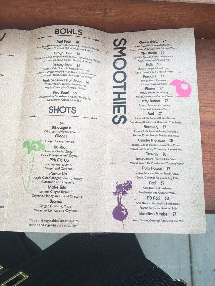 Pure Press Cowles Mountain - San Diego, CA menu_pic