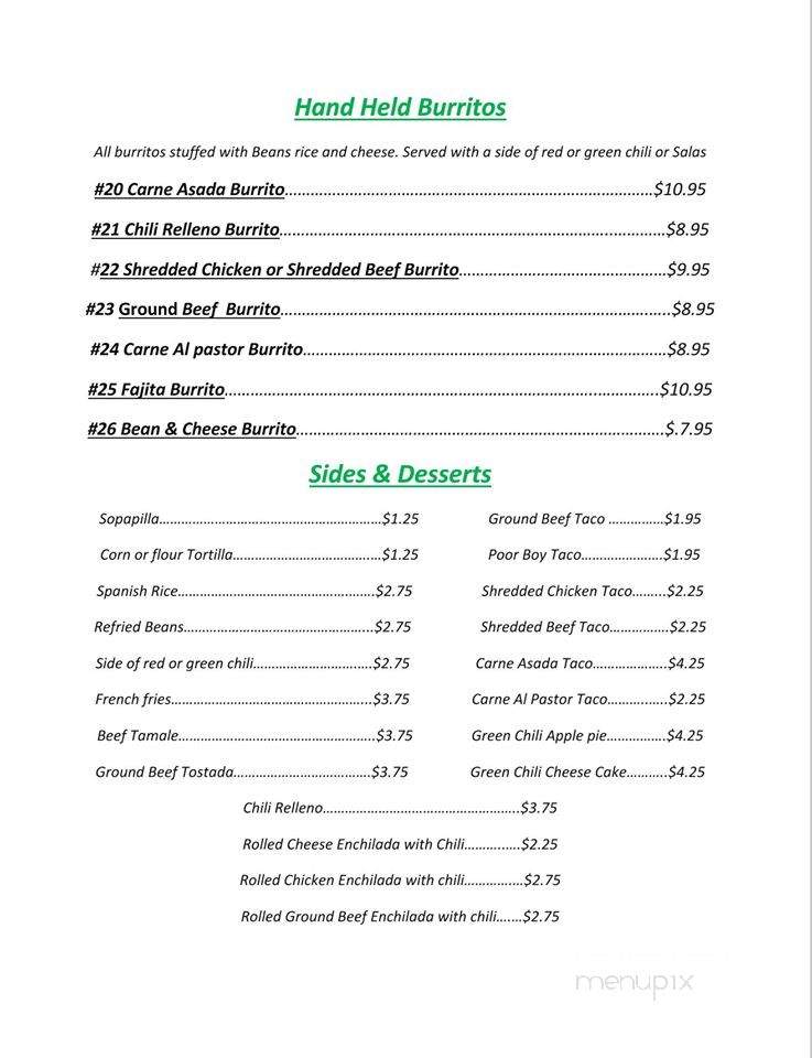 Cecilia's - Farmington, NM menu_pic