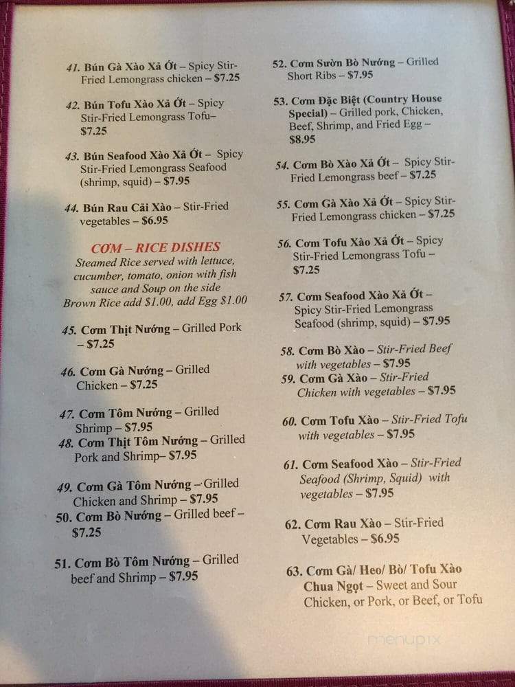 Pho Country House - Seattle, WA menu_pic