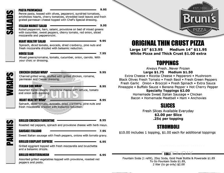 Bruni's Pizza - Rio Grande, NJ menu_pic