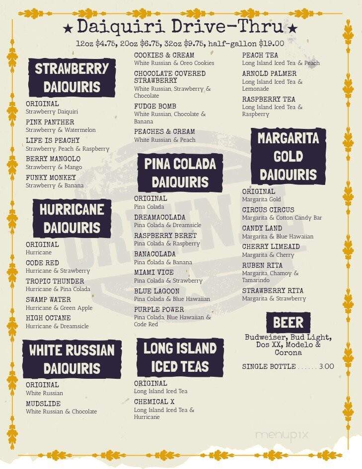 Longhorn Daiquiris - Kyle, TX menu_pic
