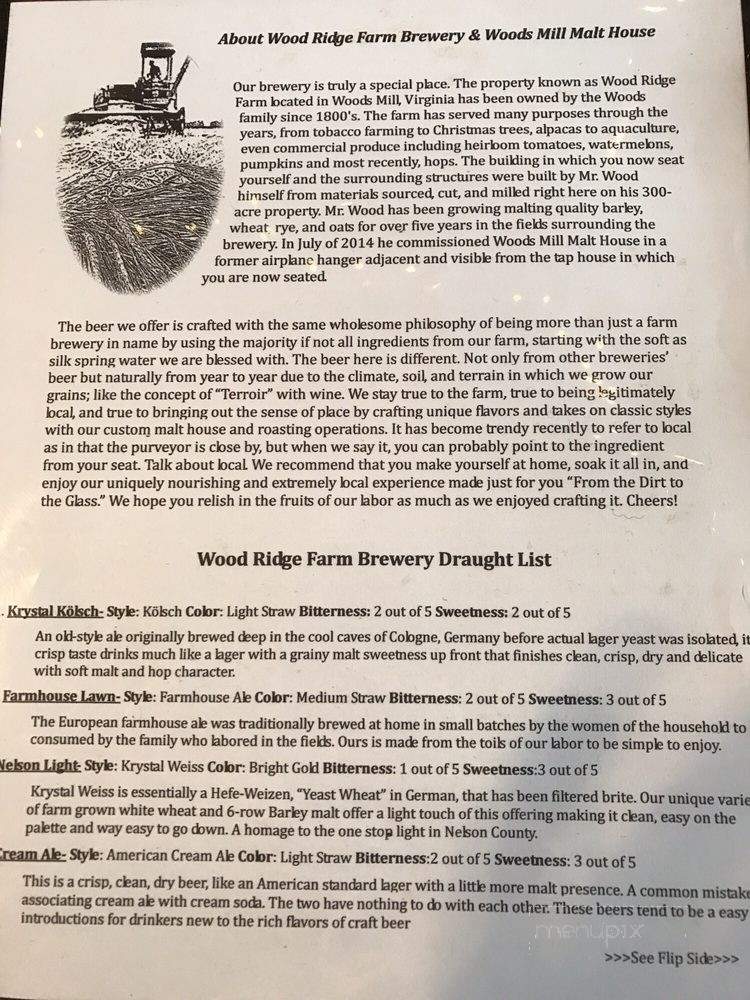 Wood Ridge Farm Brewery - Lovingston, VA menu_pic