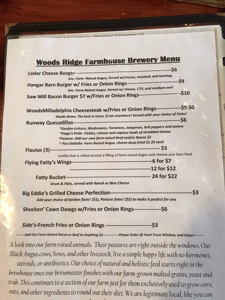 Wood Ridge Farm Brewery - Lovingston, VA menu_pic