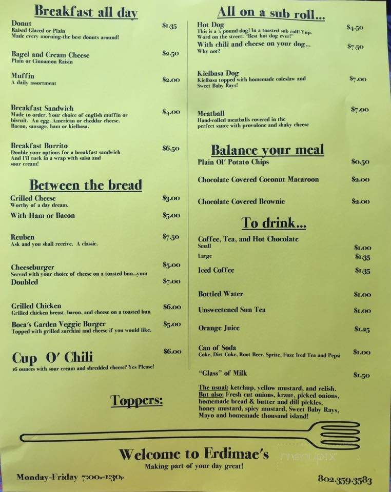 Erdimea's - Windsor, VT menu_pic