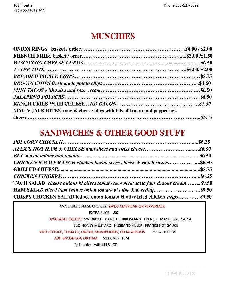 Murphy's Landing - Redwood Falls, MN menu_pic