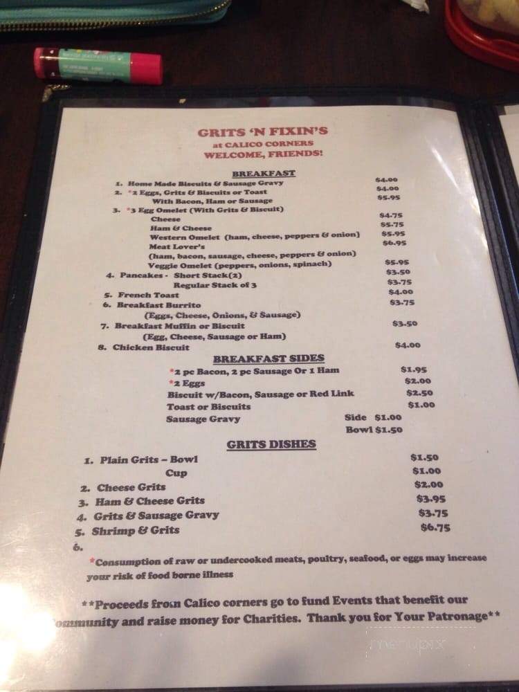 Grits n' Fixin's - Grantville, GA menu_pic